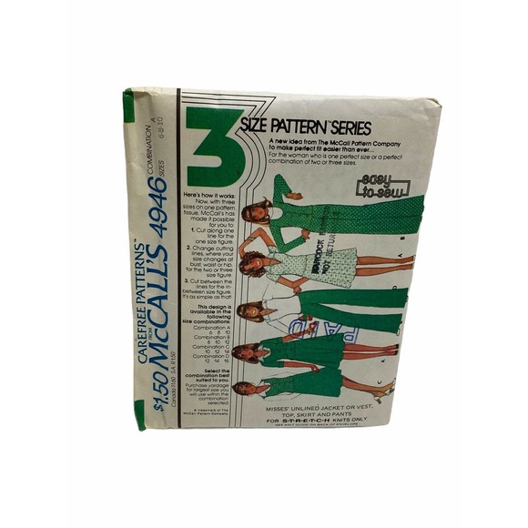 McCALL'S Sewing PATTERN 4946 Misses JACKET VEST TOP FLARED SKIRT & PANTS 6-10 - Picture 1 of 5